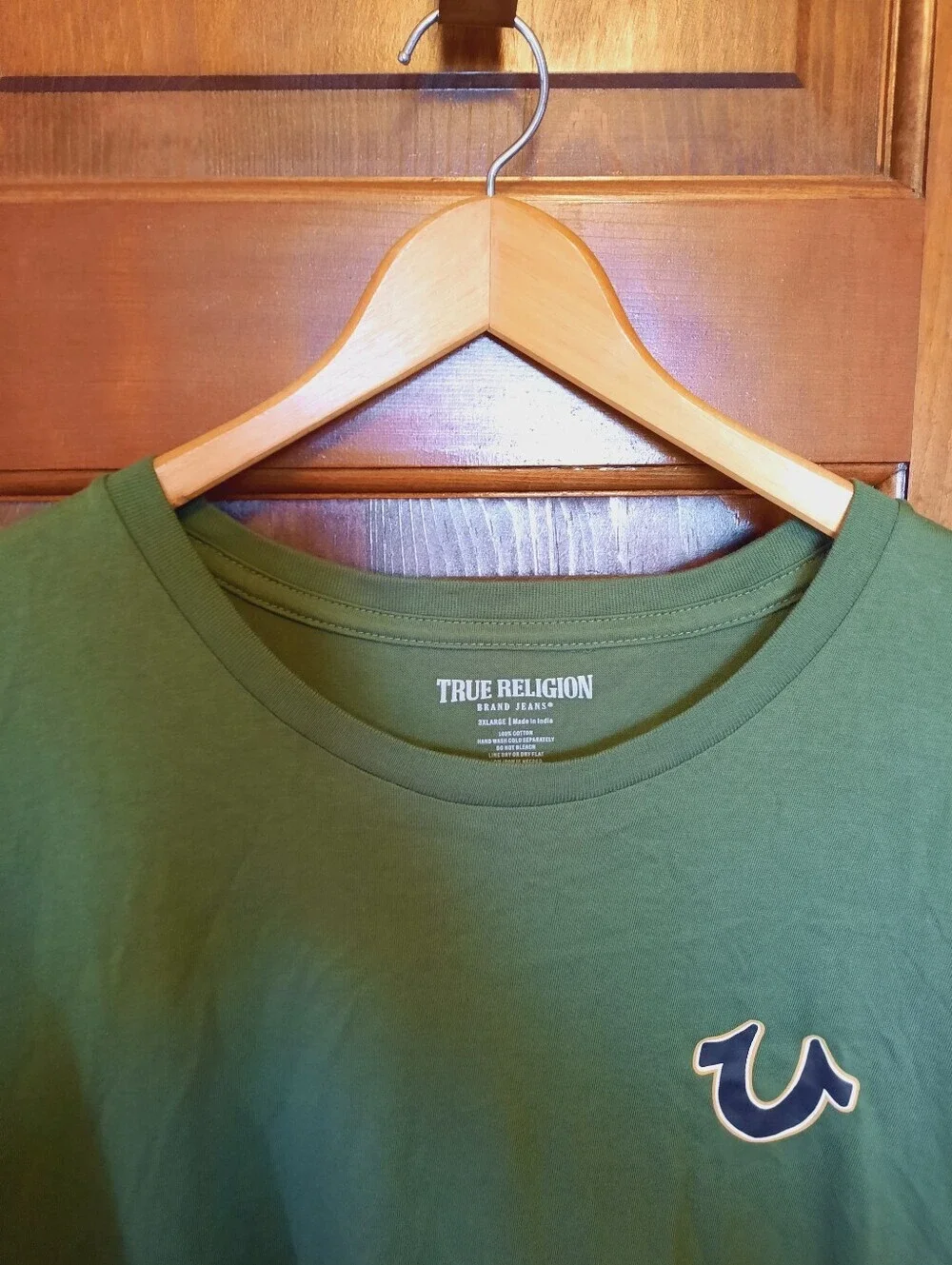 True Religion 100% Cotton Olive Green Graphic Logo Short Sleeve T-shirt Size 3XL